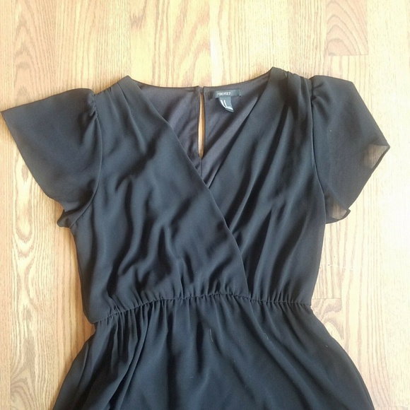 SOLD Forever Womans Medium Black Dress Mini Sheer - Picture 2 of 8